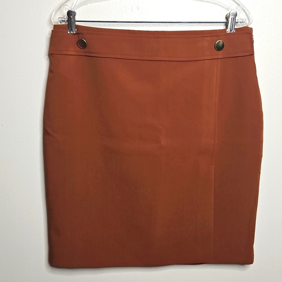 ANN TAYLOR Factory Rust Brown Pencil Skirt Soft Stretchy Size 12P NWT - Picture 1 of 6